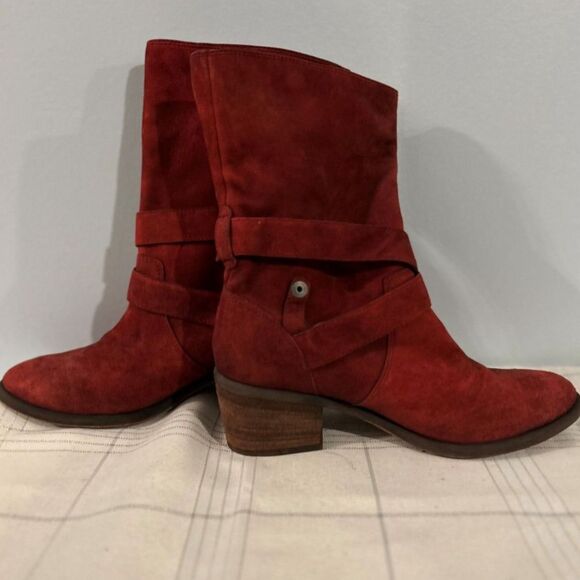 Donald J Pliner Dark Red Suede Mid-Calf Boots - Size 6.5M - Picture 9 of 12